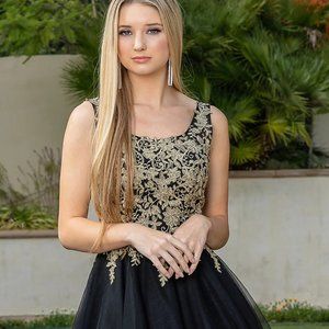 A-Line Short Prom Dress with Sheer Bodice